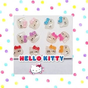 Hello Kitty Multi Color Logo Stud  Earrings New